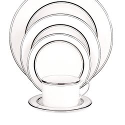Kate Spade new york "Library Lane Lenox Platinum" China 5pc place Setting New. Retails $165