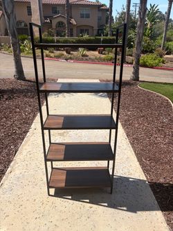 5-Tier Metal and Wood Bookshelf