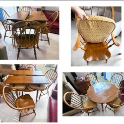 Ethan Allen Maple Wood Dining Table & 4 Dining Chairs 