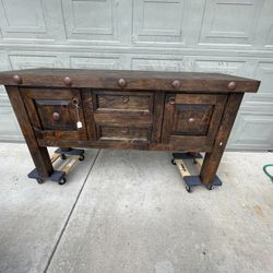 Solid Pine Rustic Console Table