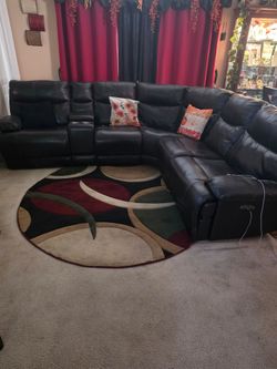 Black Leather Sectional Recliner Sofa