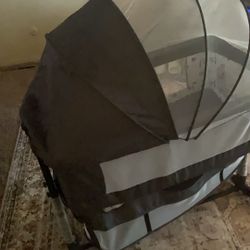 Baby Bassinet, Baby Basinet Bedside Sleeper, Easy to Fold Portable Crib Side Bassinet 2025new Style Girl/boy bassinets (Dark Gray)