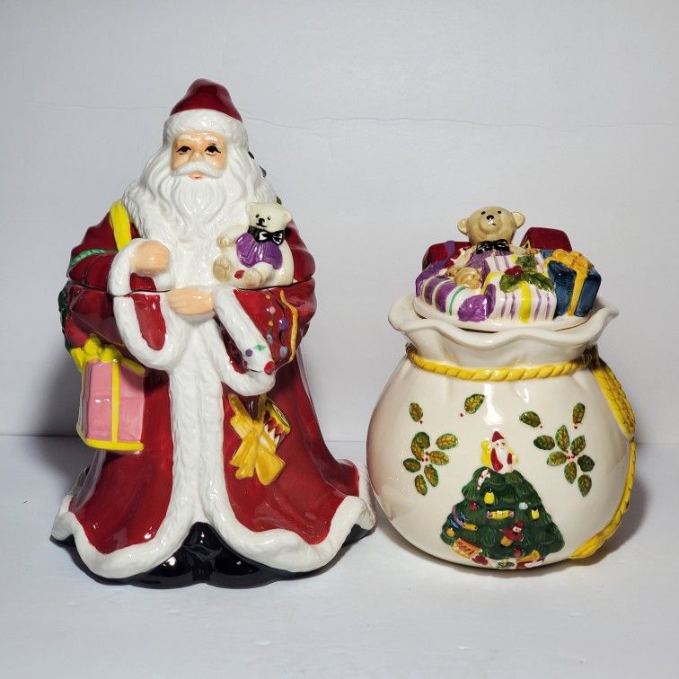 Spode Christmas Tree Santa Cookie Jar and Candy Jar