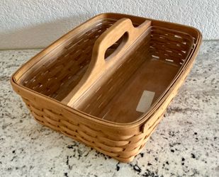Longaberger Carry-N-Caddy Caddy Basket with Plastic Liners dual-section divider