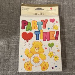 Vintage 2003 Care Bears Party Time Invitations - Funshine - American Greetings