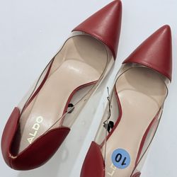 Aldo Holiday Red Clear Cinderella Style Heels 