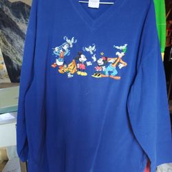 Vintage Disney All Embroidered  Xxl Fleece Sweater 