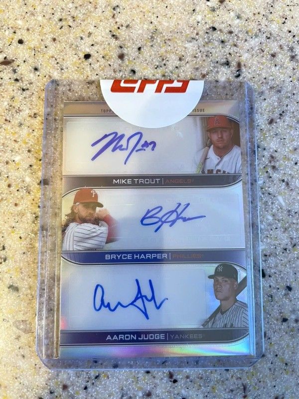 2022 Topps Chrome Sonic Triple Auto Trout, Harper, Judge! 12/20