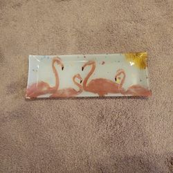 Glass Flamingo Tray