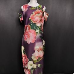 Women's Calvin Klein Floral Print Cold Shoulder Sheath Dress (Size 10)