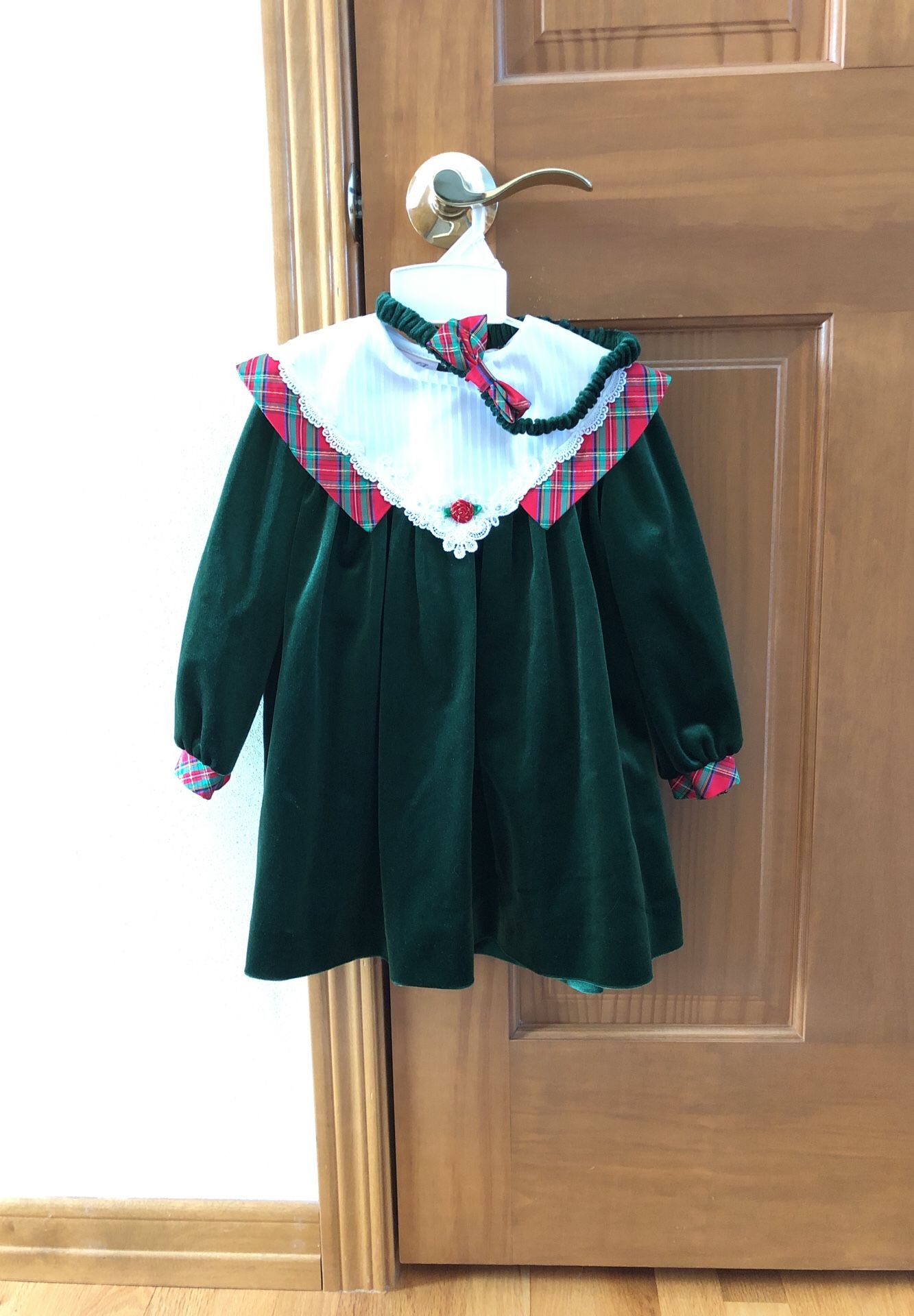 Red and green Christmas dress with head band - Size 3T