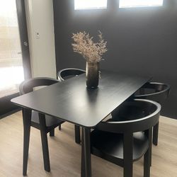 black dining table set