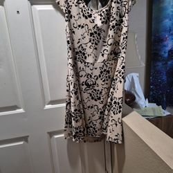 Cream Colored Dress With Black Flowers