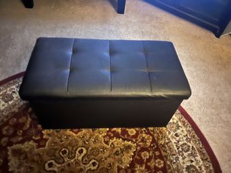 Black Leather Storage Ottoman