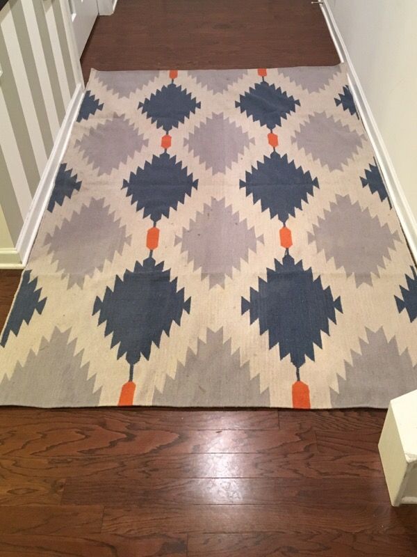 West Elm--Phoenix Wool Dhurrie Rug (Regal Blue)