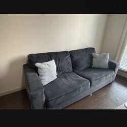 Dark Blue Sleeper Sofa – Comfortable & Functional!