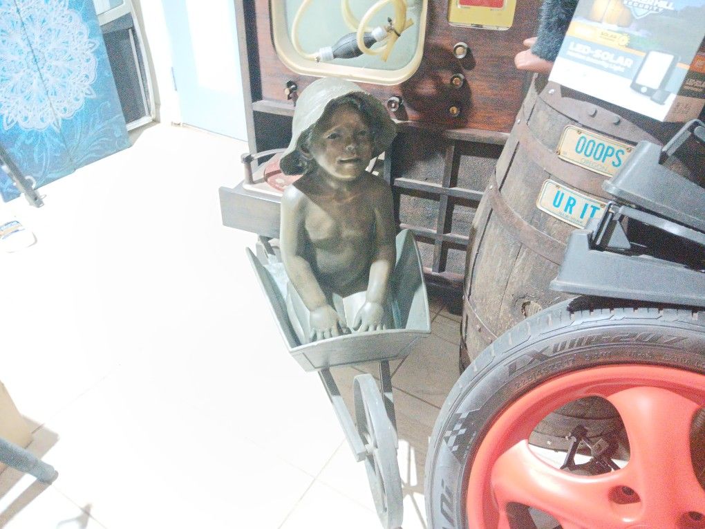 Life size solid copper statue