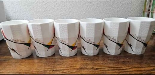 Set of 4 Abstract Hankook Mokson Super Bone China Coffee Tea Cup Handle-less Mug