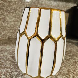 White And Gold Home Decore Flower Vase 
