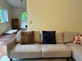 light gray fabric L shaped sectional sofa