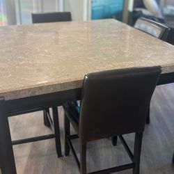 Counter Height Dining Table With 6 Chairs & Matching Buffet