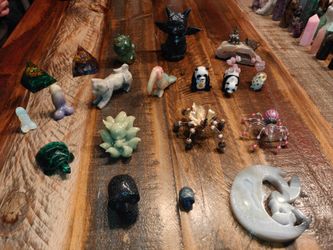 Multiple mineral Crystal figures