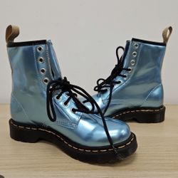 Dr Martens 1460 Vegan Blue Metallic Chrome Mix Size Six