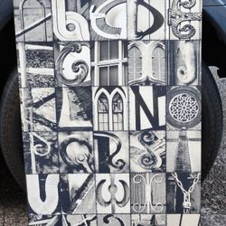 Framed Canvas Typography Architectural Letter Art - English Alphabet 