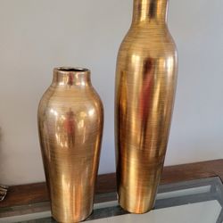 2 Decorative Metal Vases