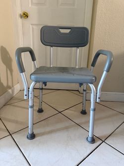 Medline Shower Chair with Backrest and Padded Armrests - 350 lb. capacity, Bath Bench, Seat, Stool for Independent Adult, Seniors, Elderly & Disabled
