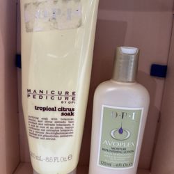 OPI tropical citrus soak & Avoplex moisture replenishing lotion