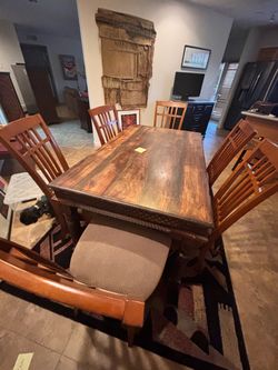 Solid Wood Dining Table + 6 Chairs