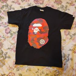 Black And Red Camo Bape Tee 