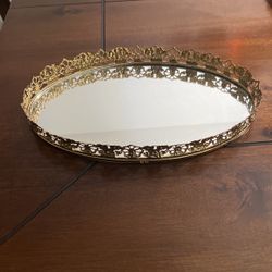 Vintage Mirrored Perfume Tray -possibly Gold Plated 