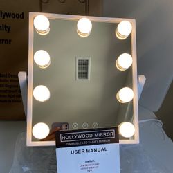 Hollywood Vanity Makeup Mirror with Lights-9 LED Bulbs, Touch Control, 3 Colors Light, 360° Rotate