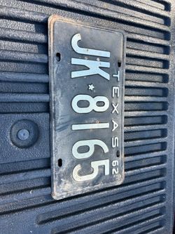 1962 Texas License Plate JK 8165