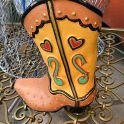 Cast iron boot. Decor. About 11”