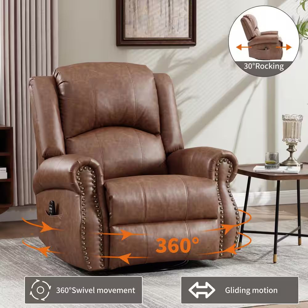 leather swivel recliner brown rocking recliner chair