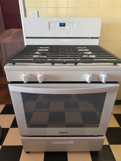 30" White Freestanding Gas Oven Range Whirlpool 4 Burners Oven Broiler