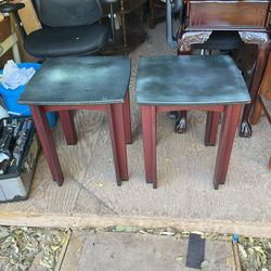 A pair of side tables they are 20 inches tall and and 18 by 18 inches 