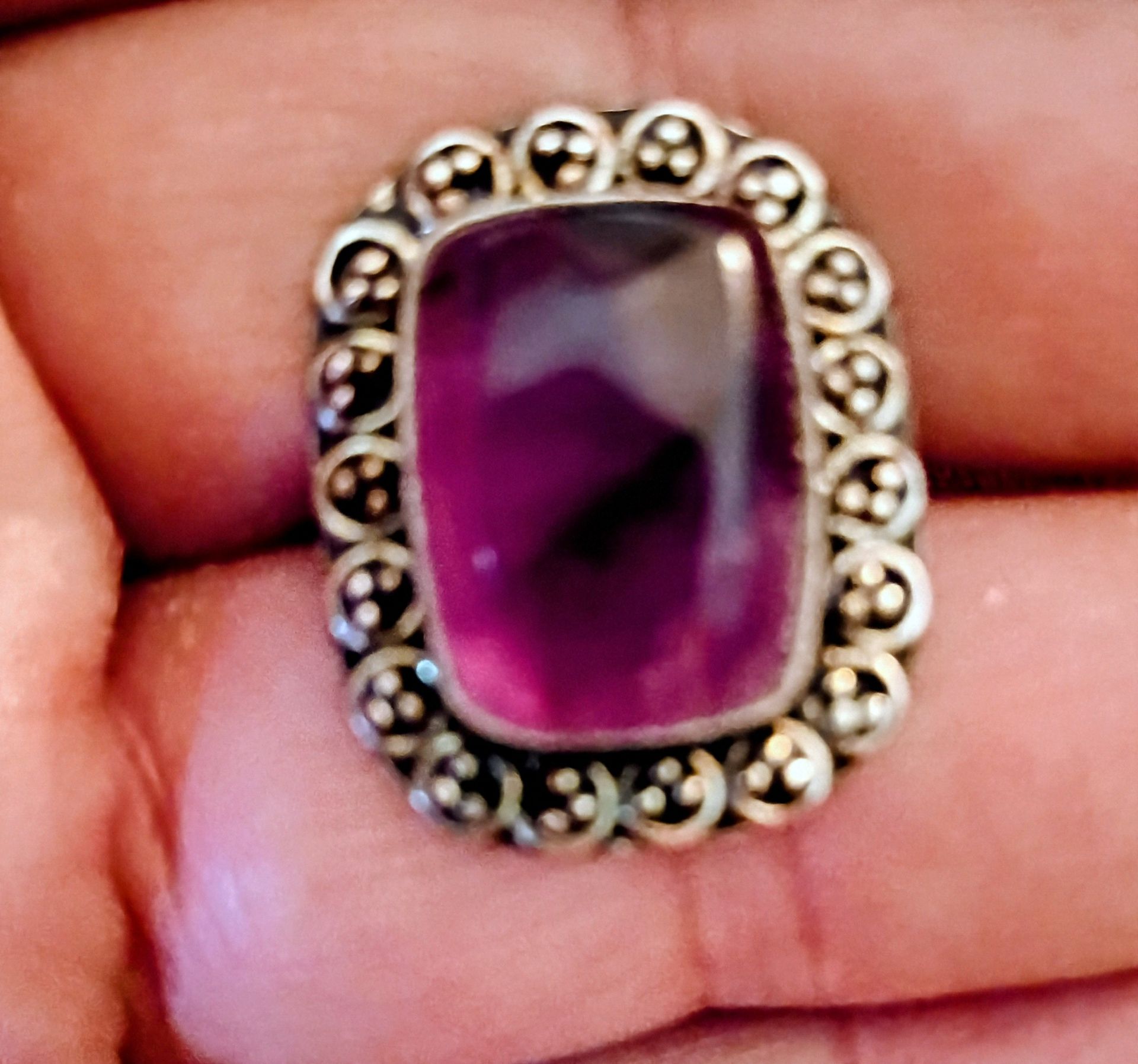 925.Silver Amethyst Gemstone South Western Ring