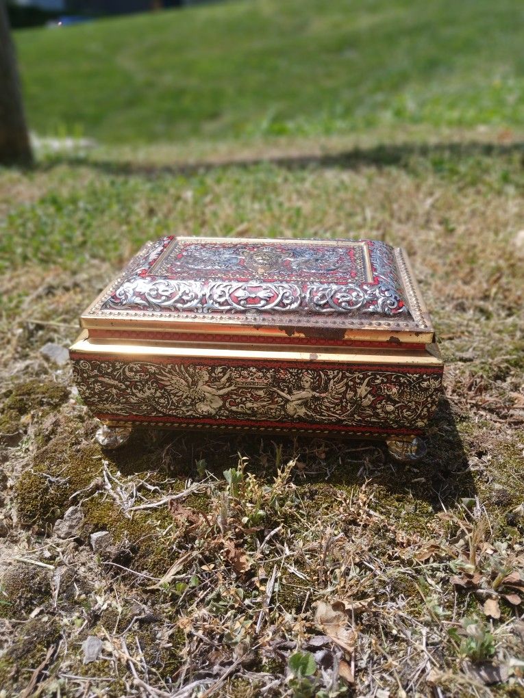 Vintage England Blue Bird Confectionery Harry Vincent Gold Silver Metal Tin Box