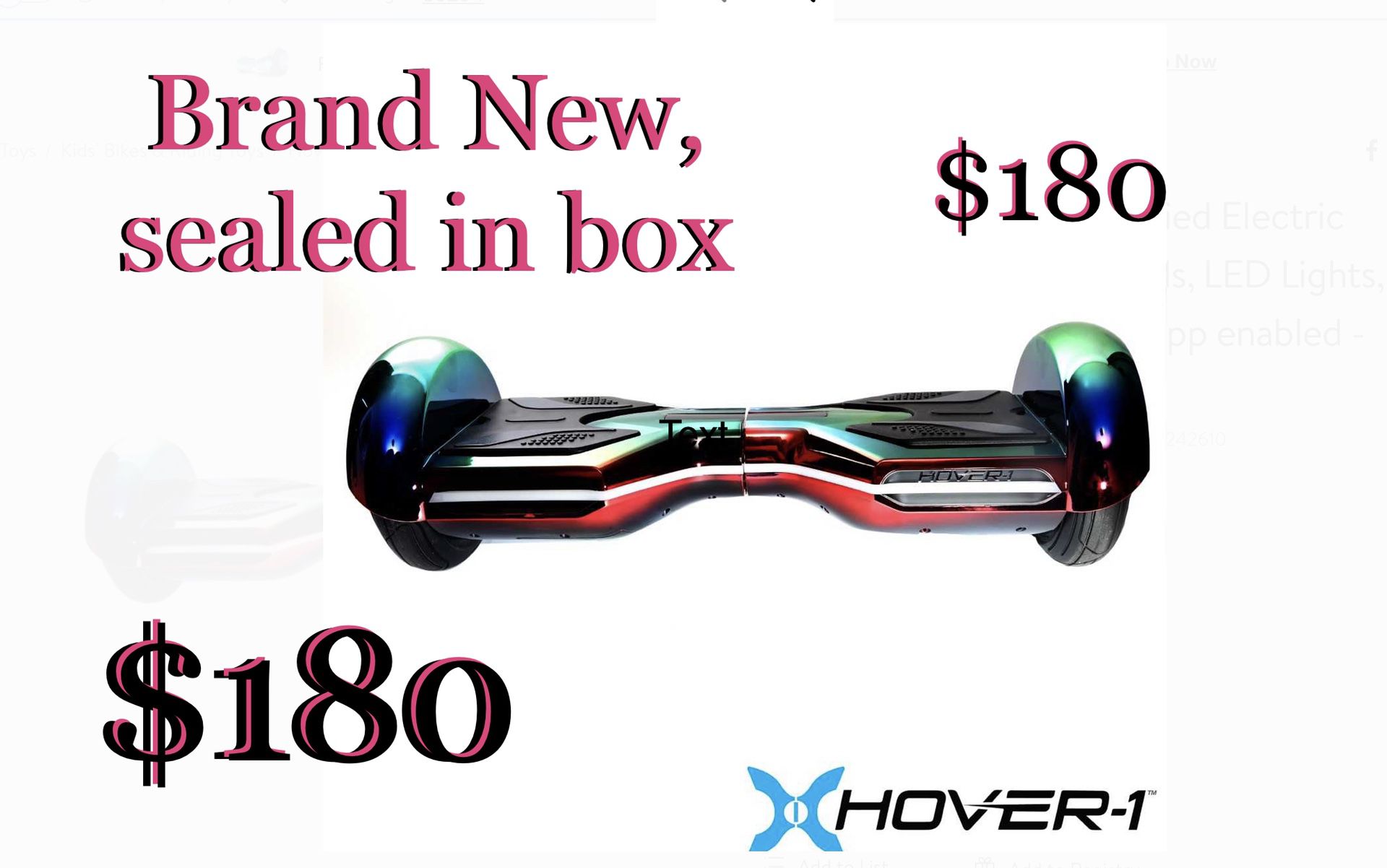 Hover-1 Eclipse UL Certified Electric Hoverboard w/ 6.5 Wheels, LED Lights, Bluetooth Speaker, and App enabled - Iridescent NEVER OPENED