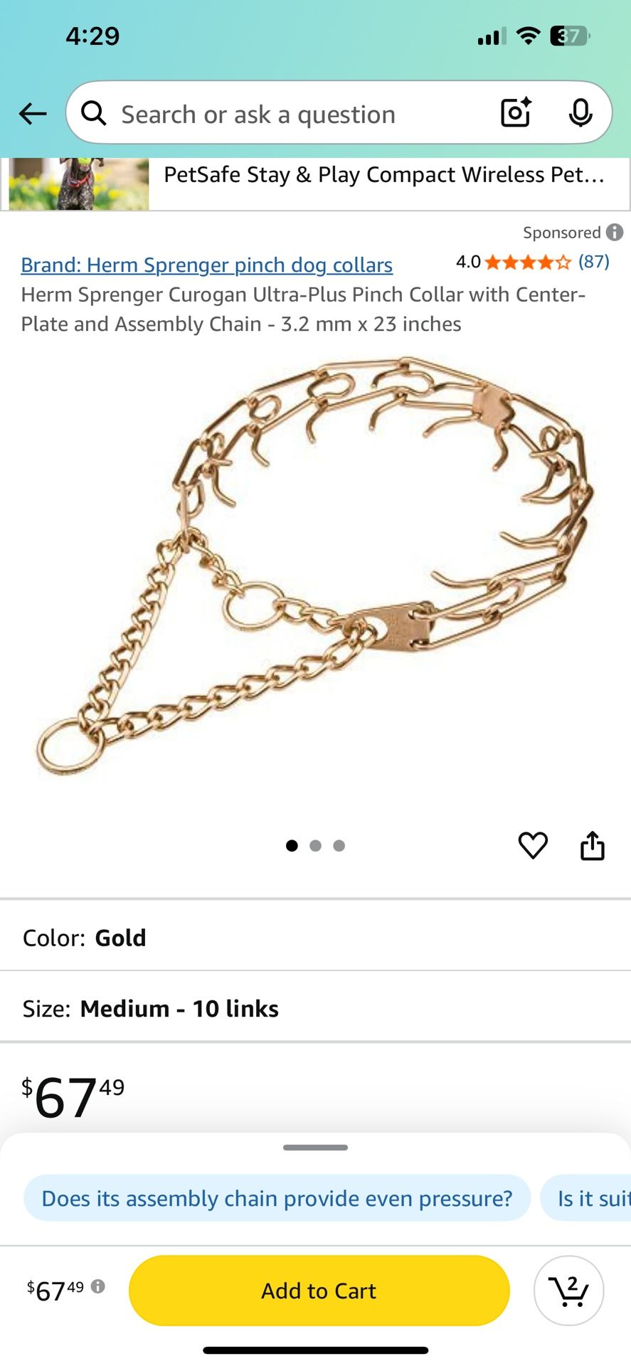 Brand New Pincher Collar For Dogs