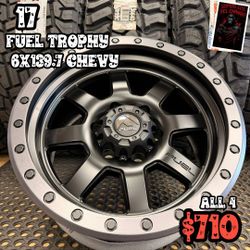 Wheels 17" Fuel Trophy 6x139.7 $710 