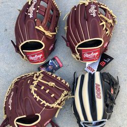 Rawlings Sandlot And Wilson A500 Baseball Gloves New With Tags. Sizes are shown in the pictures. $65 each firm or take all four for $240