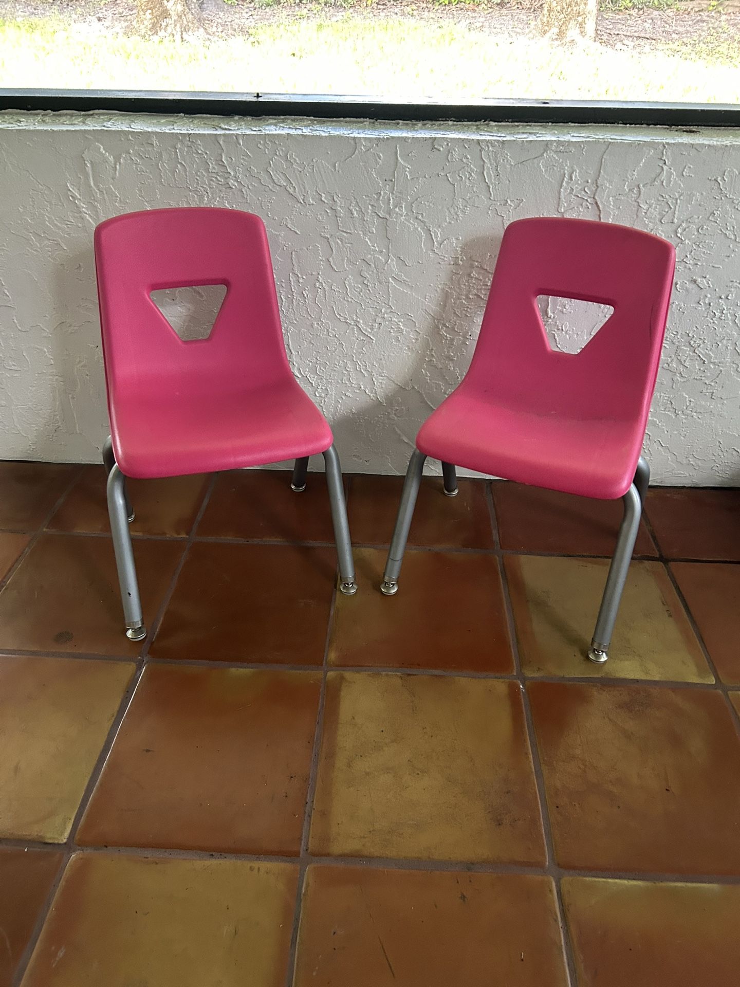 Set Of Two Sturdy Pink Kids Chairs $20