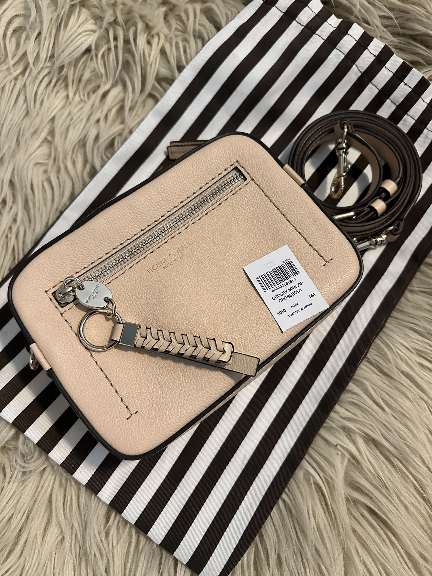 Henri Bendel Crosby Mini Zip Crossbody Purse - Toasted Almond - Rare