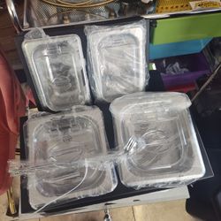 Pizza Topping Station for Grill Prep Stand Table, Condiment Containers with Clear Lids for Pizza Oven Cart Accessories, 25.5 Inches Length Stainless S