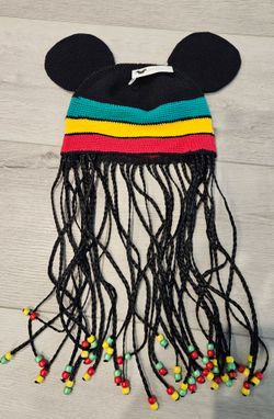 **NEW** Disneyland Mickey Mouse Ears Rasta With Dread Locks Reggae Hat